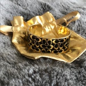 COACH Gold and Black Cuff Bracelet